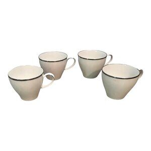 Set Of 4 Noritake Ivory China IVONNE Coffee Teacups 7522 Japan Gold Trim Vintage